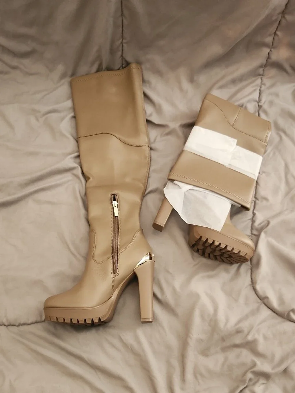 Guess Taupe Over-the-Knee Platform Boots